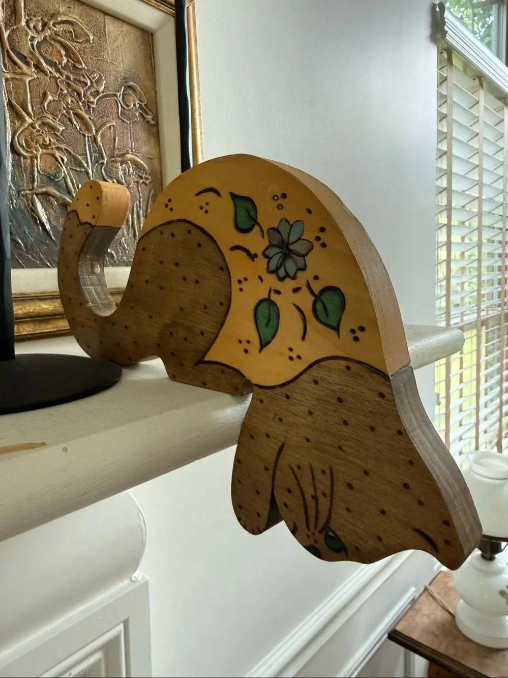 Vintage 80s 90s Wooden Cat Shelf Sitter